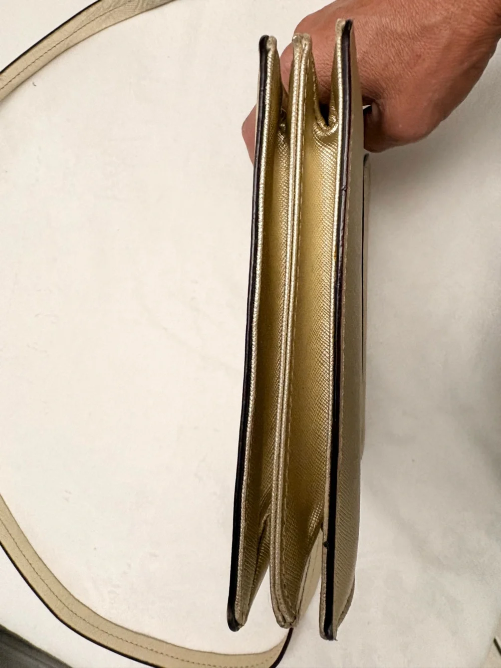 Kate Spade Women's Metallic Gold Crossbody Bag - Sleek Shoulder Purse